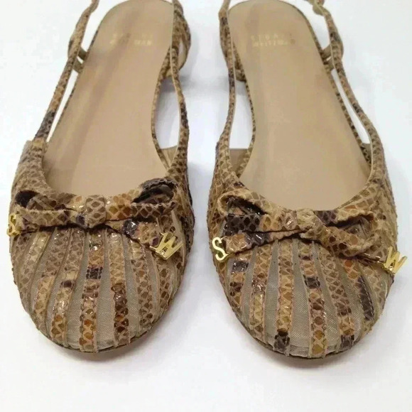 Stuart Weitzman Women Beige Brown Flats Spain 7 M - Picture 8 of 8